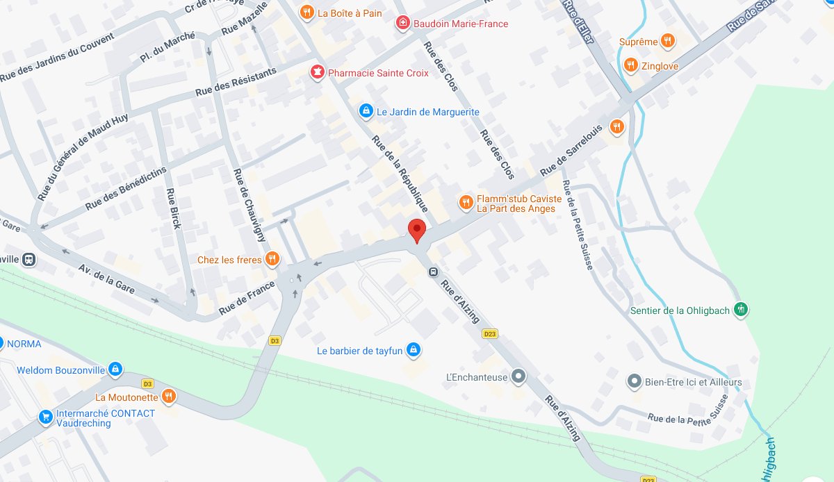 Plan d'accès : 3 place Charles de Gaulle, Bouzonville